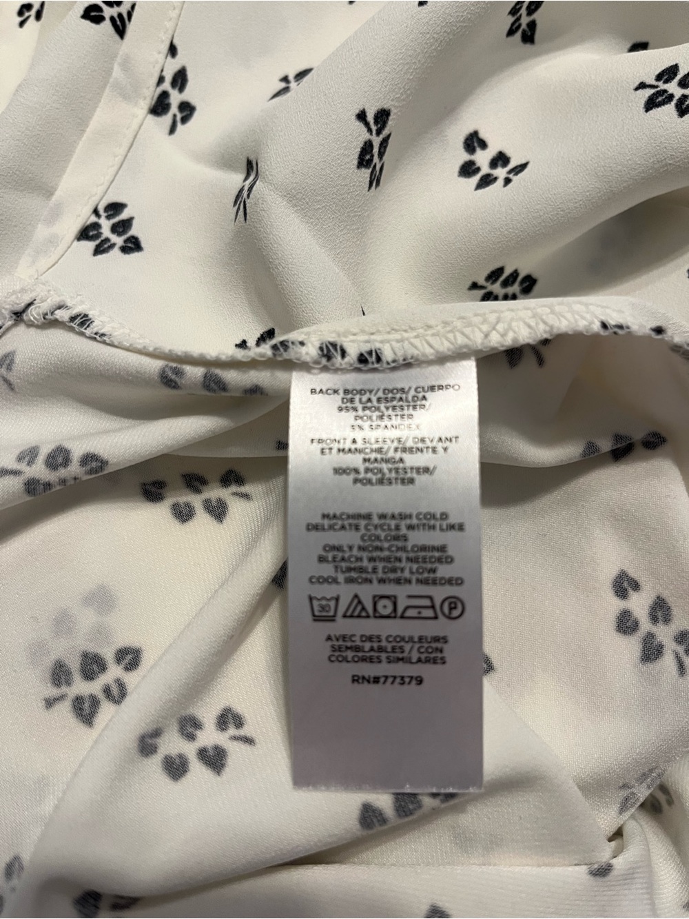 Ann Taylor Cream V-Neck Blouse with Navy Dot Print - Picture 6 of 6
